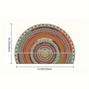TEMU 시크 반원형 실내 매트 - 미끄럼 방지, 세탁기 사용 가능한 폴리에스터 러그, 홈 & 주방 장식용, 완벽한 선물 아이디어