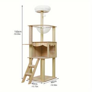 TEMU 고양이 타워, 대형 나무 고양이 타워 59.06인치, 고양이 집, 전망대, 우주 캡슐, 고양이 장난감, 계단, 스크래칭 포스트, 높은 안정성, 여러 마리의 고양이, 모든 고양이 크기, 애완 동물 용품 - 고양이 가구