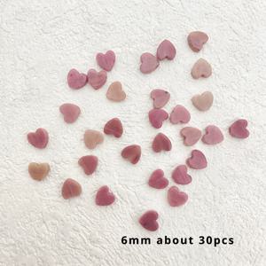 TEMU 30개 6mm 플랫 스몰 하트 천연 스톤 비즈 (얼룩 포함) - 타이거 아이, 로즈 쿼츠 - DIY 팔찌, 목걸이 및 쥬얼리 액세서리