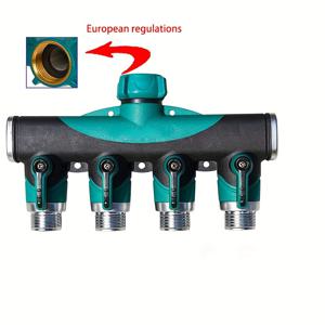 TEMU 4방향 정원 호스 분배기 - 아연 합금과 고무 코팅, 유럽 및 미국 사용을 위한 이중 스레드 표준, 잔디 관리 및 원예 도구에 이상적
