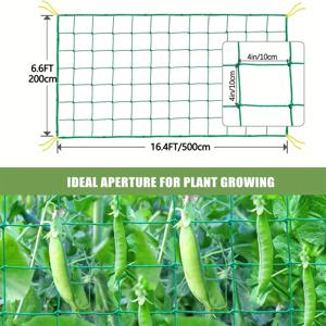 TEMU 야외 등반 식물을 위한 방수, 자외선 및 부패에 강한 메쉬 넷으로 오이, 토마토를 위한 무거운 정원 철조망 네트 6.6 x 16.4 피트 - 과일, 채소, 포도, 콩을 재배하기에 이상적 - 쉬운 설치 노란색 가이드 라인 포함