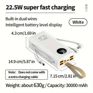 TEMU 30000/50000mAh 고용량 파워 뱅크, 7포트 충전 허브, 내장형 손전등 및 다기능 케이블 포함 - 삼성, 샤오미, 아이폰 등 호환 가능|보조배터리|보조배터리20000