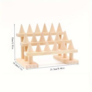 TEMU 1개 나무 삼각형 쥬얼리 디스플레이 스탠드 반지용, 1-4단, 천연 나무 마감