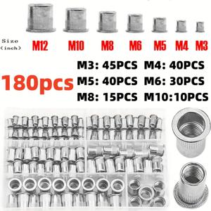 TEMU M3-M10 크기의 건 리베터 및 리벳 너트 세트 - 자동차 및 항공용 내구성 있는 알루미늄 도구 키트 | 수동 우측 나사산, 차량 조립 및 항공기 유지보수에 적합