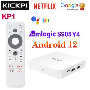 KICKPI 구글 TV 박스, 안드로이드 12, Amlogic S905Y4, 2GB, 32GB, 지지대 AV1, 1080P, H.265, 4K, 2.4G 및 5G 와이파이 BT, 안드로이드 TV 박스