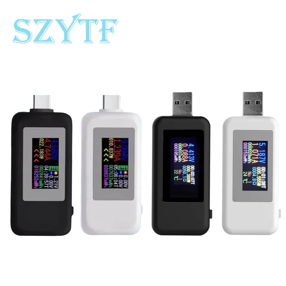 10 in 1 USB 테스터 HD 컬러 스크린 테스터 KWS-MX18L DC 전압계 전류계 전압 전류 감지기 전원 충전기 표시기