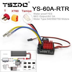 YSIDO YS-60A-RTR 브러시드 ESC 전기 속도 컨트롤러, 1/10 RC 자동차, Traxxas TRX4 TRX6 D90, Redcat 크롤러 트럭용, 6V, 3A BEC, 60A