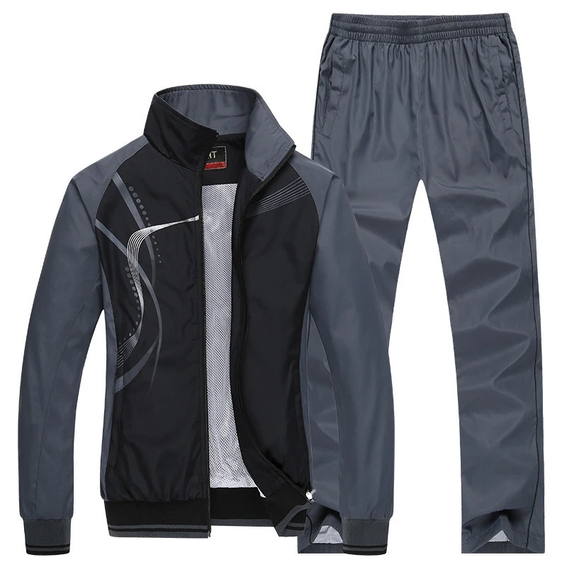 남성 운동복 새 봄 가을 Tracksuit 2 조각 세트 스포츠 정장 재킷 + 바지 Sweatsuit 남성 패션 인쇄 의류 크기 L-5XL