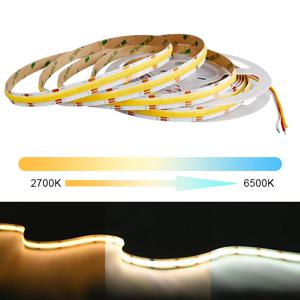 COB CCT LED 스트립 조명 608 LED/m 고밀도 유연한 디밍 가능 FOB Led 테이프 2700K ~ 6500K 변경 가능 조명 DC12V 24V