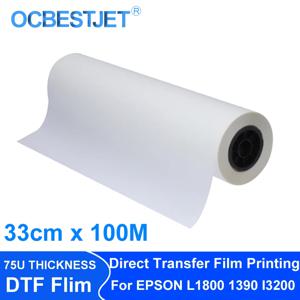 직접 전사 필름 인쇄용 DTF PET 전사 필름, 엡손 L1800 L805 I3200 XP600 1390 헤드, A3 + 롤, 75 미크론, 33cm * 100m