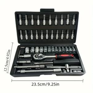 46pcs 자동차 수리 도구 키트 1/4 인치 소켓 세트 자동차 수리 도구 래칫 토크 렌치 콤보 자동 수리 세트 정비공 도구