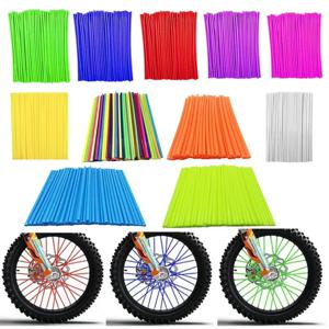 72pcs 자전거 바퀴 스포크 프로텍터 랩 24cm 휠 림 스포크 랩 키트 오토바이 자전거 컬러 림 스킨 트림 커버 파이프