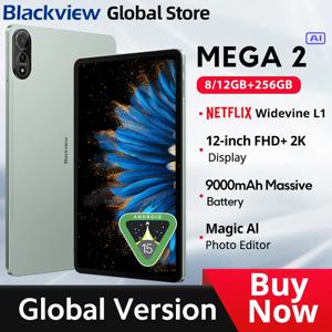 Blackview MEGA 2 태블릿 12인치 2K 디스플레이 Widevine L1 안드로이드 15 24GB(8+16) 256GB 9000mAh AI 메인 카메라 패드 PC