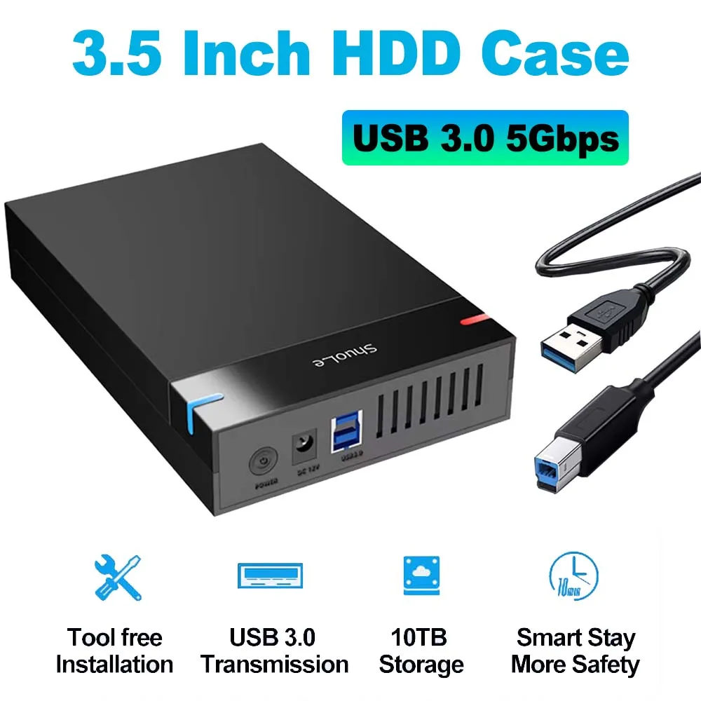 PC 노트북용 외장 하드 드라이브 인클로저, 3.5 인치 SSD HDD 케이스, SATA SSD HDD UASP USB 3.0-SATA III 10TB 하드 드라이브 SSD 케이스