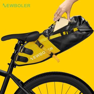 NEWBOLER 자전거 접이식 방수 가방, 대용량 자전거 안장 가방, 자전거 배낭 여행용 테일 백, MTB 사이클링, 로드 바이크 후방 트렁크, 13L