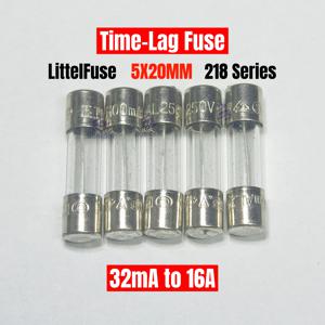 LF 218 유리관 퓨즈, 5x20mm, 250V, 타임 래그 슬로우 블로우 퓨즈, 32MA, 100MA, 200MA, 1A, 1.6A, 2A, 2.5A, 3.15A, 4A, 5A, 6.3A, 8A, 10A, 15A, 16A, 5 개