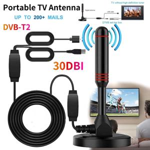 30dbi HD TV 안테나, 실내 야외 공중 세트, 휴대용 증폭 디지털 안테나, TV 리시버 DVB-T2, VHF, UHF, 빠른 응답