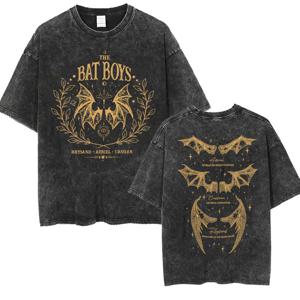 The Bat Boys The Night Court Acotar 레트로 워시 T 셔츠 남성 패션 고딕 Tshirts 남성 쿨 오버 사이즈 T 셔츠 Y2k streetwear