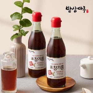 [밥상마루] 100% 통깨압착 참기름 350ml x 2병 / 국내가공