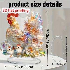 TEMU 1개 2D 평면 아크릴 매력적인 닭장 데스크탑 장식 - 외관, 스타일, 집과 사무실 장식에 완벽, 동물 애호가, 집들이 파티, 2025년 새해와 부활절을 위한 완벽한 선물 - 7.09×7.09인치