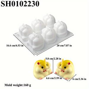 TEMU 베이킹용 점보 햄스터 실리콘 성형기 - 귀여운 주방용품 - 컵케이크, 브라우니, 케이크에 완벽 - 6구 - 16.6cm x 20cm - 160g