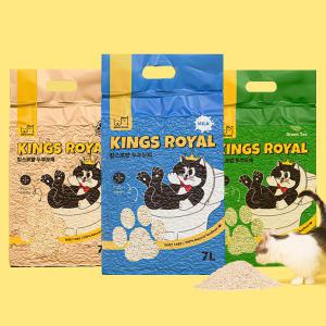 킹스로얄 KINGS ROYAL 먼지 적고 안전한 향기 있는 식물 원료 고양이 두부 모래 7L x 6개