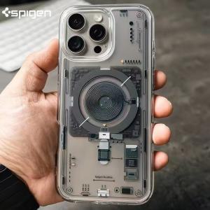 Spigen 울트라 하이브리드 네오 원 맥핏 케이스 13 14 15 16 프로 맥스 투명 맥세이프 호환 커버