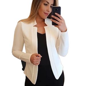 여성 얇은 흰색 블레이저 봄 2025 여성 여름 블레이저 긴 소매 오픈 스티치 OL 여성 슬림 코트 Femme Ladies Black Tops