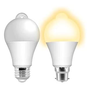 LED 모션 센서 전구 PIR 센서 조명, 자동 켜기/끄기 야간 조명, 가정용 주차 조명, 12W E27, 220V, 110V