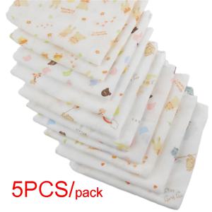 5pcs 팩 31*31cm 100% 코 튼 거 즈 만화 신생아 유아 아기 얼굴 손 목욕 수건 Bibs 먹이 손수건 사각형 수건