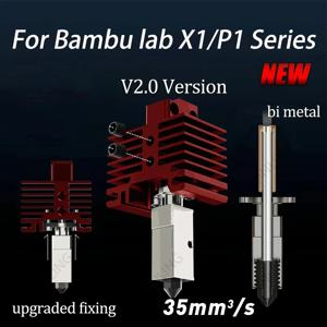 Bambu Lab X1 X1C P1P P1S 하드 스틸 노즐, V2 업그레이드 핫엔드 레드, 대나무 Bambabs 콤보 바이메탈 가열 블록 써미스터