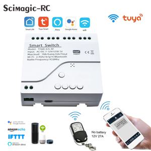 4CH RF 스마트 스위치 AC85-250V DC7-32V WIFI Tuya 원격 제어 433 전등 스위치 10A Rele 릴레이 자동 잠금 인터록 인칭