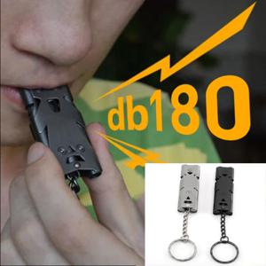 휴대용 휘파람 180 db 알루미늄 합금 이중 튜브 인명 구조 긴급 SOS 안전 생존 도구 키트 야외 캠핑 장비
