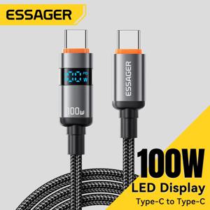 Essager 고속 충전 USB C to USB C 디스플레이 케이블, 맥북 노트북, 아이패드, 샤오미, 아이폰 16, 15 용, 100W, 5A PD