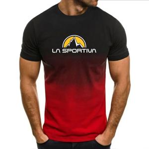 La Sportiva 남성용 레터 프린트 반팔 티셔츠, 통기성 및 편안한 O-넥 티셔츠, 캐주얼 스포츠 러닝, 여름