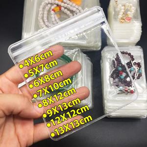 10/100pcs 투명 두꺼운 PVC 쥬얼리 패키지 가방 항산화 주최자 디스플레이 포장 보관 셀프 씰링 파우치