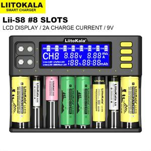 LiitoKala Lii-S8 Lii-S12 배터리 충전기 18650 3.7V 리튬 이온 NiMH 1.2V 9V Li-FePO4 3.2V IMR 3.8V 26650 21700 26700 AA AAA