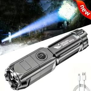 강력한 LED 손전등 충전식 USB 18650 방수 줌 낚시 사냥 100000   루멘 전술 손전등 LED 손전등