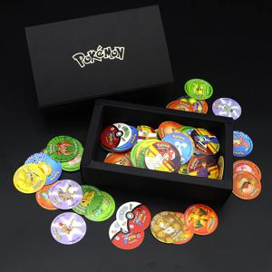 100/160pcs 포켓몬 Tazos 1/2 세대 스트로크 박스 3D 라운드 스퀘어 컬렉션 카드 앨범 트레이너 Pogs Cheetos Chipitaps