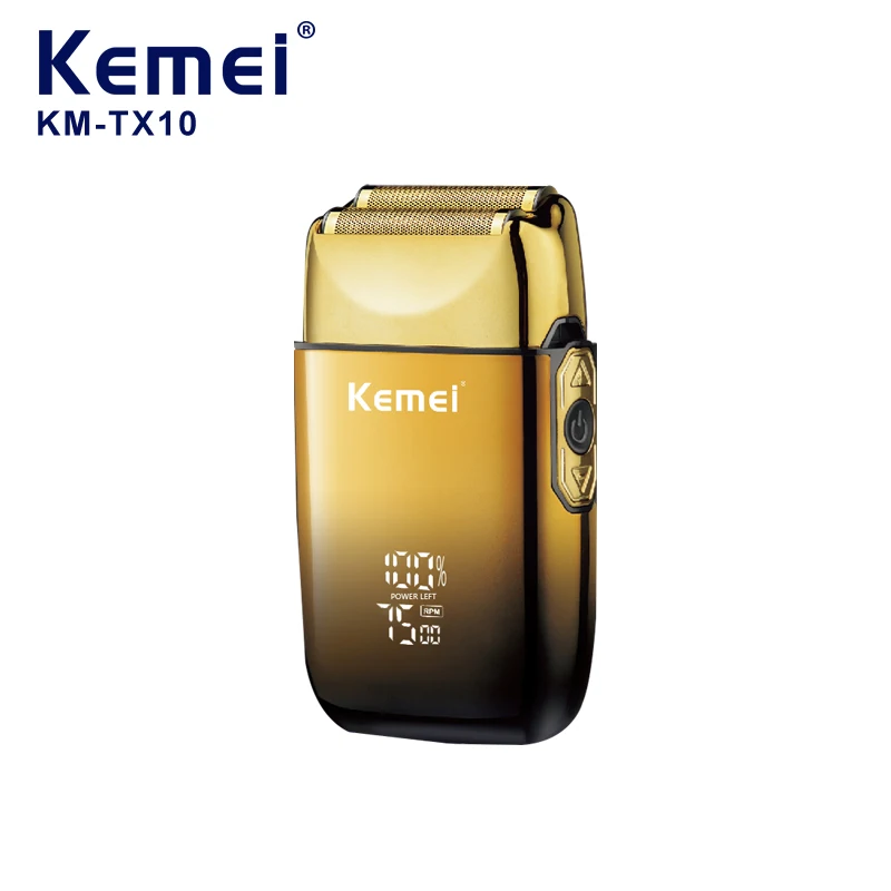 Kemei TX10 LED 디스플레이 화면이있는 새로운 전기 면도기 남성용 충전식 머리 수염 면도기 대머리 면도기