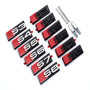 3d ABS 크롬 블랙 로고 S3 S4 S5 S6 S7 S8 엠블럼 벌집 자동차 전면 그릴 Bdage For Audi S 3 4 5 6 7 8 액세서리