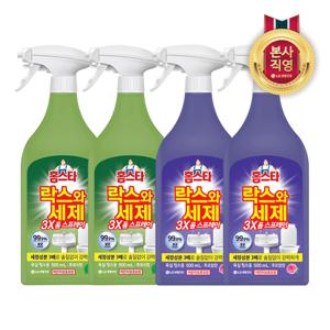 홈스타 락스와세제 3X 스프레이 500ml X 4개 (후레쉬2+후로랄2)