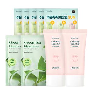 맑은 어성초 진정 수분 톤업 선크림 50ml x2 [사은]녹차가득순한마스크2매+어성초선크림3종샤셰5매