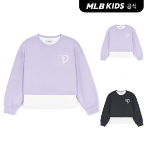 [MLB키즈 공식] 25SS 하트 스포티브 여아 레이어드 크롭 맨투맨 (2color) 7FMTH0151