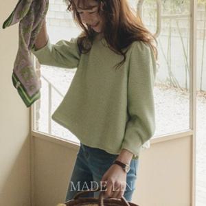 [리린]MADE LIN 그린 디킨즈 컬러믹스 실루엣 블라우스