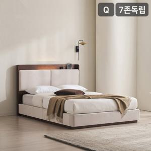 삼익가구 로우트 LED조명 패브릭 원목 침대(SB 7존 독립스프링 매트리스-퀸)