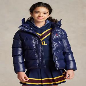 폴로 랄프로렌 키즈 걸즈 퀼팅 푸퍼 후디드  다운 자켓 패딩