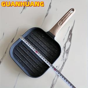 TEMU GUANHUANG 비스틱 알루미늄 합금 계란 및 팬케이크 팬 목재 손잡이 포함, 가스 스토브 및 인덕션용 4컵 분할 아침 요리기구, 계란, 소시지 등에 완벽함|계란찜기