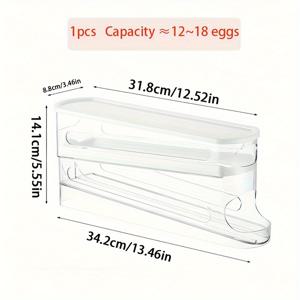 TEMU 자동 롤링 계란 홀더, 이중층 투명 디자인으로 계란 보관을 위한 공간 절약을 위한 디자인, 접근 및 릴리스가 쉬우며 식품 접촉에 안전하며 냉장고 도어, 주방 카운터, 데스크탑에 이상적이며 가정 조직을 위한 바구니, 바인 및 컨테이너