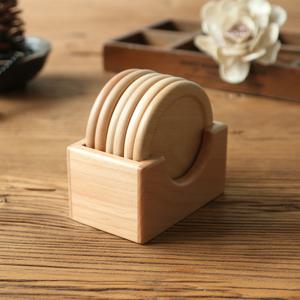 TEMU Set of 6 - Japanese Style Wooden Coasters for Cups, Premium Black Walnut Wood Drink Mats, Elegant Table Accessories for Tea & Coffee